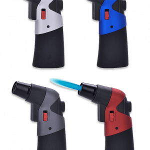 Jet-Feuerzeug aus mattierten Aluminium mit gummiertem Griff