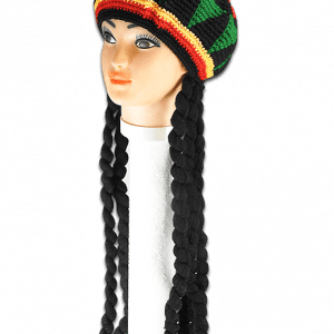 RASTAFARI-MÜTZE MIT SCHWARZEN DREADLOCKS