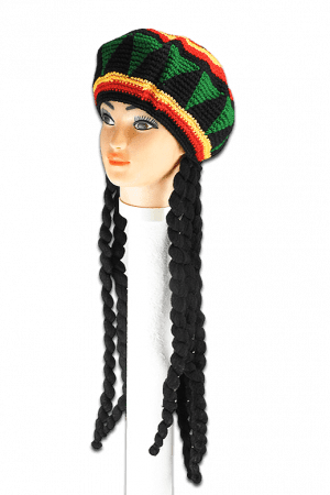 RASTAFARI-MÜTZE MIT SCHWARZEN DREADLOCKS