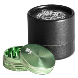 Black Leaf' Alu-Mühle 2-tlg. m. Magnet (Ø 40/37mm, H 17mm, mit Dose)