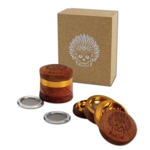 Black Leaf' 'Indianer' Alu-/Holzgrinder 4-tlg., Ø 60/44mm H 59mm
