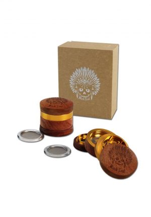 Black Leaf' 'Indianer' Alu-/Holzgrinder 4-tlg., Ø 60/44mm H 59mm