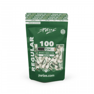 PURIZE Aktivkohlefilter Regular Size 9mm Weiß (100 Stück)