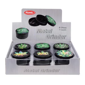 Atomic Grinder 3-teilig 50mm – Cannabis Motiv