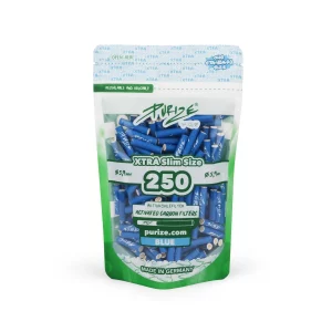 PURIZE Aktivkohlefilter XTRA Slim 6mm - Blau (250 Stück)