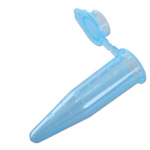 Reaktionsgefäß 1,5ml mit anhängendem Deckel blau – VE 500×1 Stk, H 40mm, Skala 0,1–1,5ml