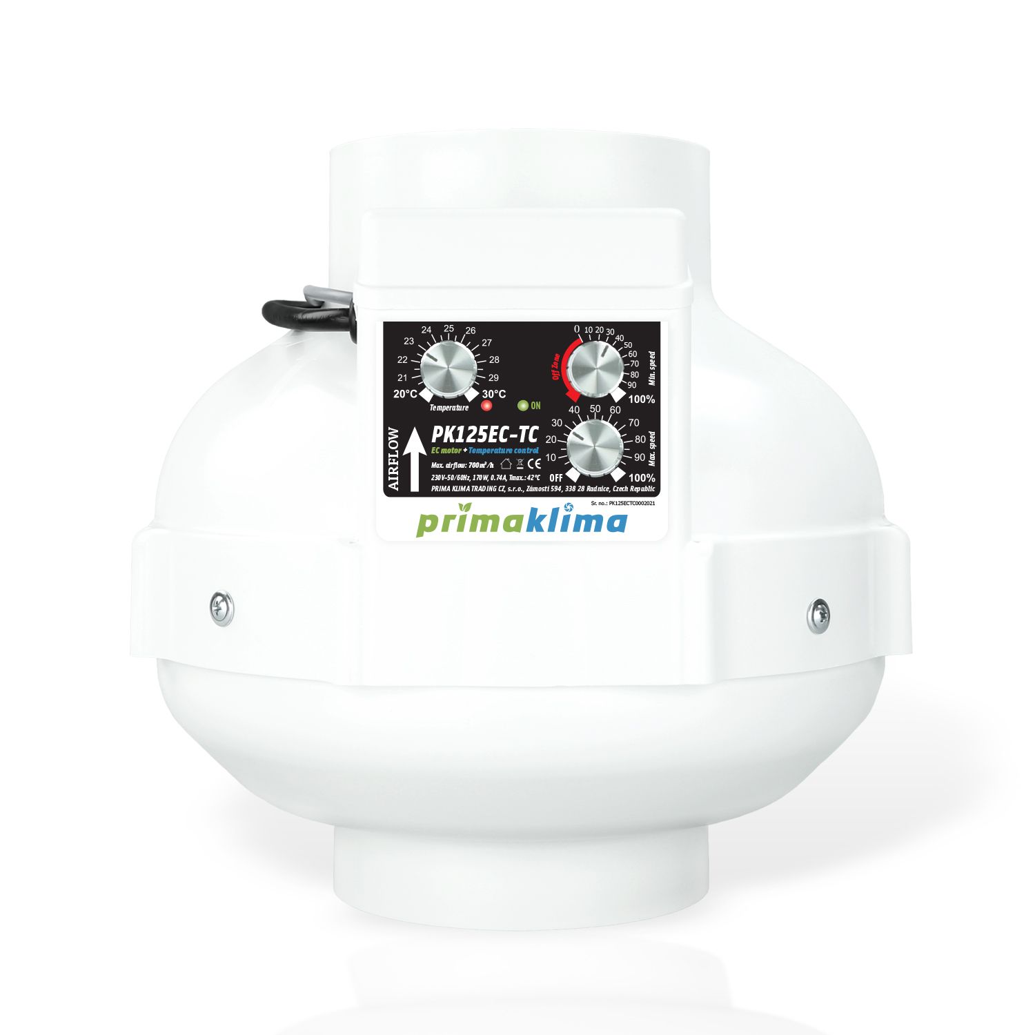 PrimaKlima PK160EC-TC (1180 m³/h) mit Temperaturkontrolle