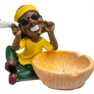 Polyresin Aschenbecher-Figur „Rastaman lächelnd“, 9 cm